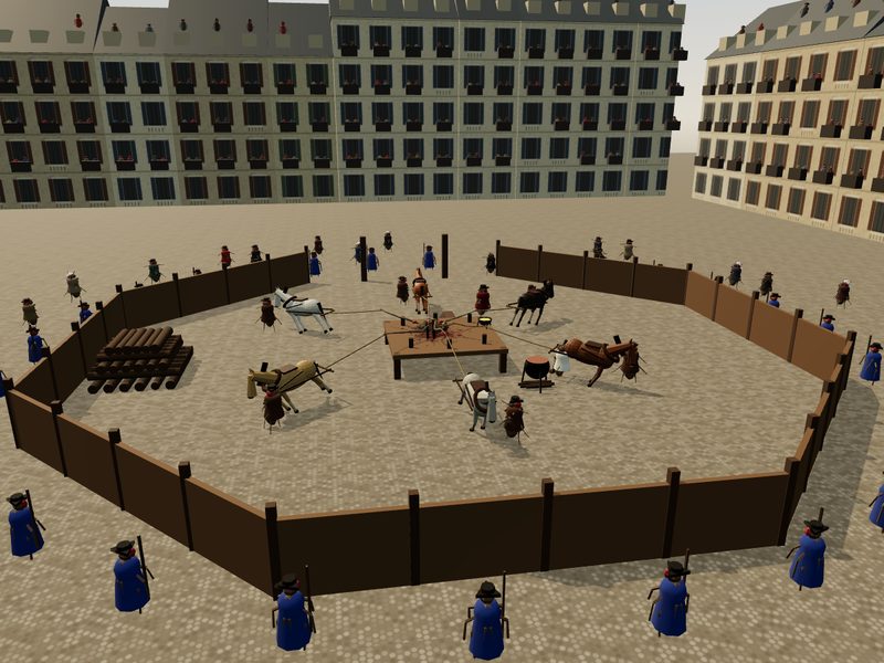 Execution of Damiens, 1757: Quartered by Six Horses: fly brain experiment scene