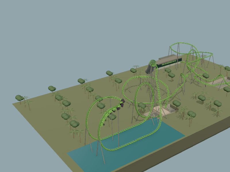 Seven-Inversion Launch Coaster: fly brain experiment scene