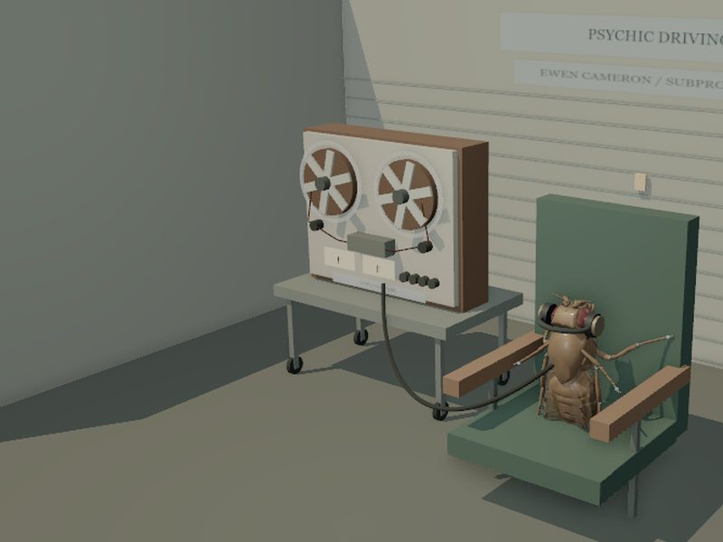 Psychic Driving Tape Room (Subproject 68): fly brain experiment scene